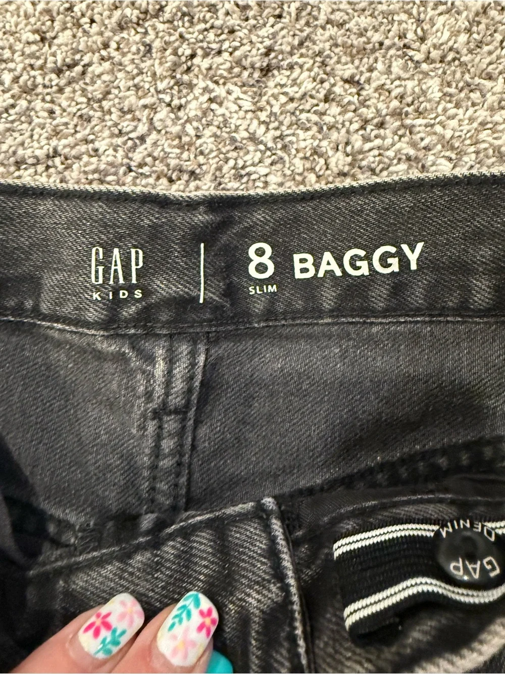GAP Kids Baggy Cargo Jeans Black Wash Size 8 Slim NWT $59.95